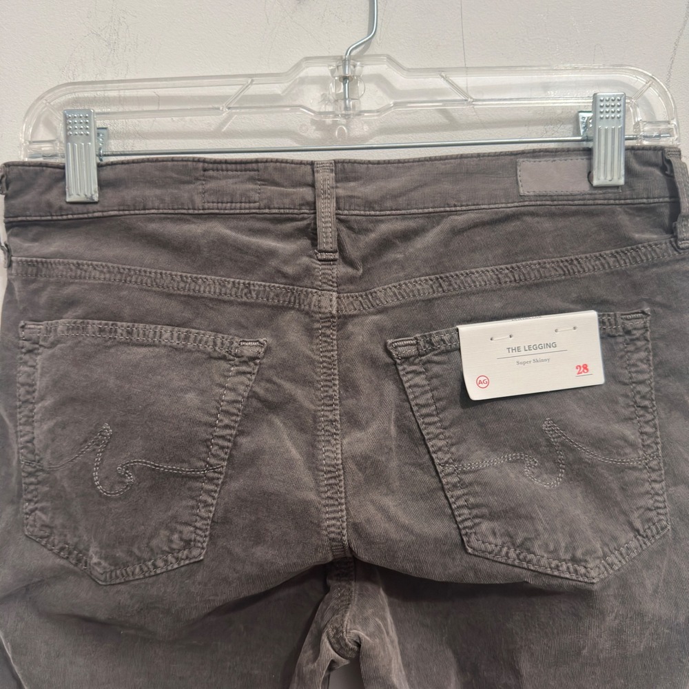 AG Adriano Goldschmied The Legging Corduroy Pants Grey Super Skinny 28R - Picture 4 of 12